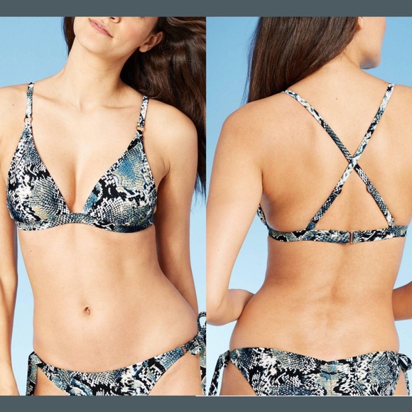 NEW $38 Shade & Shore Snake Triangle Bikini Top [ L ]+‎ Cheeky Bottom [ S ] - Picture 3 of 13
